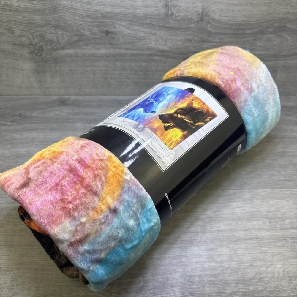 Regal Comfort - Fire and Ice - Faux Fur Printed Wolf Throw Blanket 50"x60"